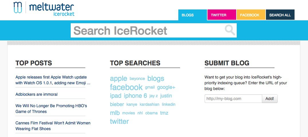 IceRocket - Herramientas para monitorizar tu marca en las Redes Sociales
