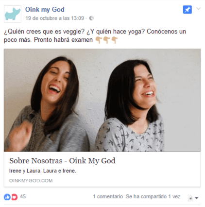 Realiza preguntas - Facebook Oink My God