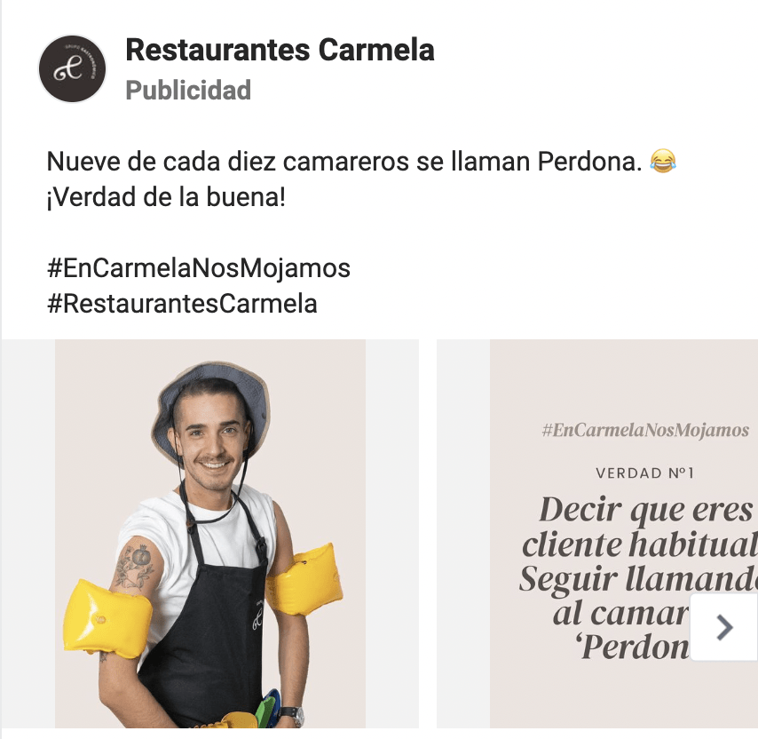 Ejemplo Copy Meta Ads Restaurantes Carmela