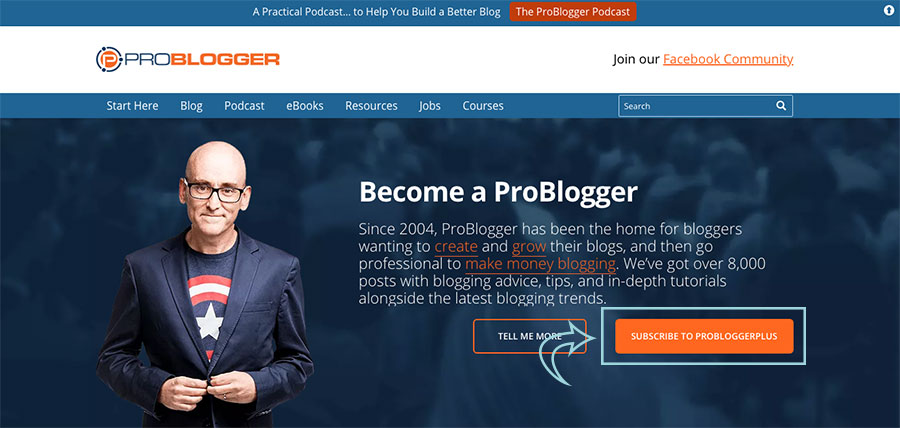 call to action home page problogger