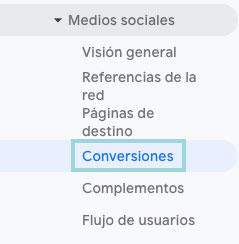 menu conversiones medios sociales