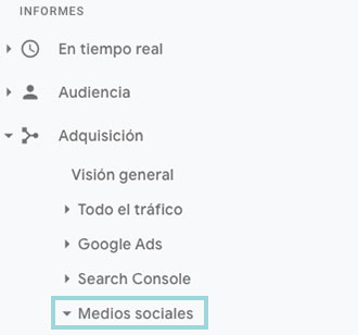 menu social google analytics