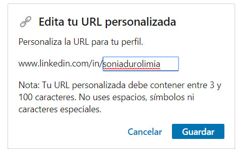 LinkedIn URL personalizada