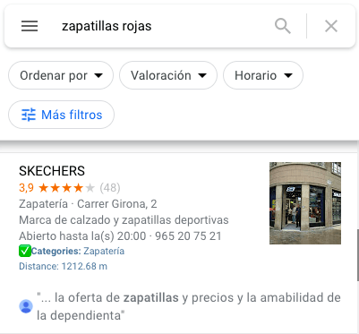 google my business ejemplo skechers
