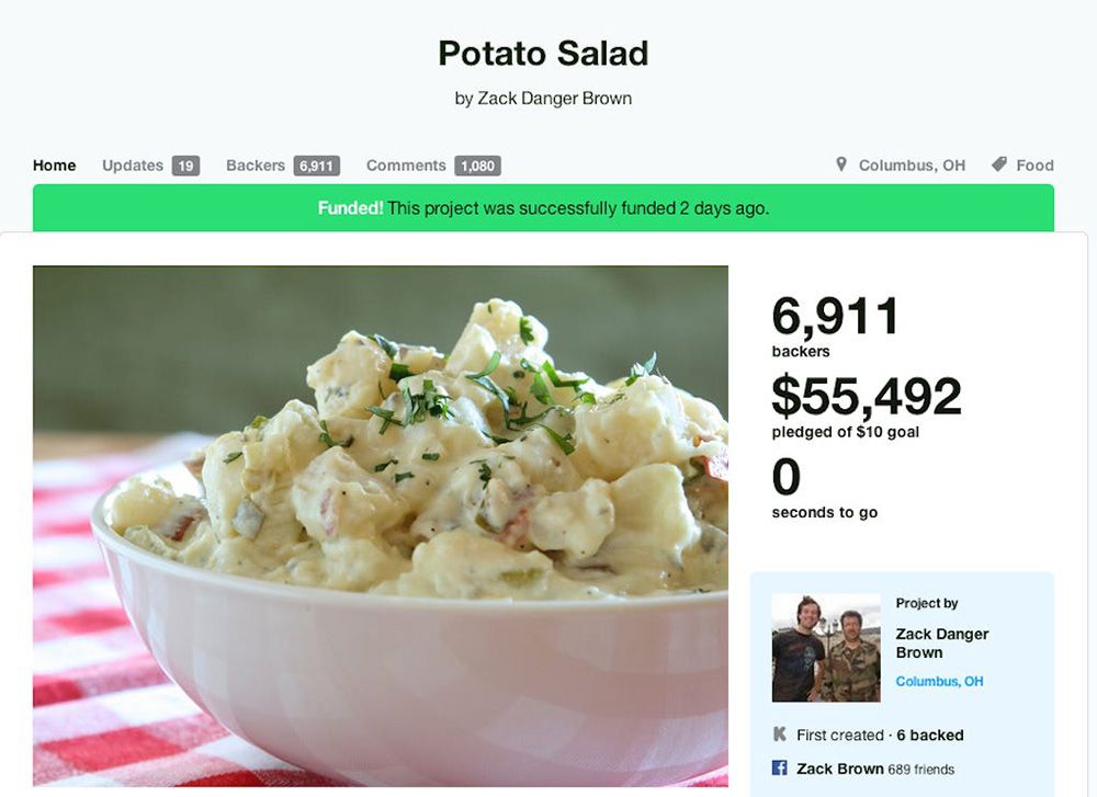 potato salad ejemplo campaña kickstarter existosa