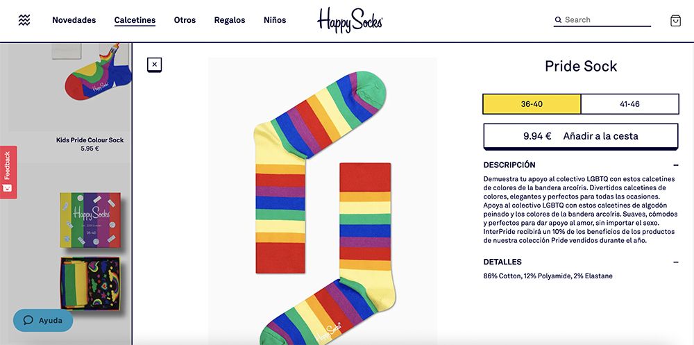 ejemplo ficha de producto happy socks