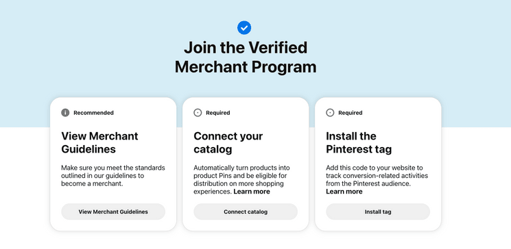 programa de comerciantes verificados pinterest